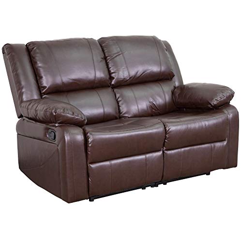 Flash Furniture Harmony Series Brown Leather Loveseat with Two Built-In Recliners