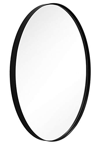 ANDY STAR Oval Wall Mirror | 22x30x1'' Modern Black Bathroom Mirror with Stainless Steel Metal Frame 1'' Deep Set Design