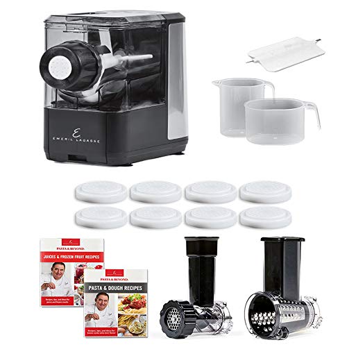 Emeril Everyday Emeril Lagasse Pasta & Beyond, Automatic Pasta and Noodle Maker with Slow Juicer - 8 Pasta Shaping Discs Black