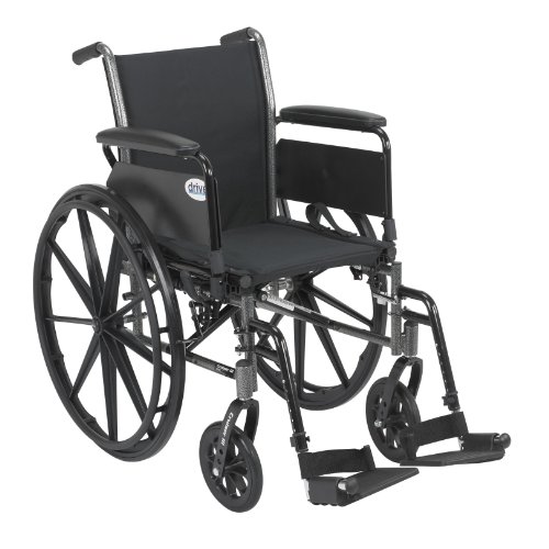 Drive Medical Cruiser III Light Weight Wheelchair with Various Flip Back Arm Styles and Front Rigging Options, Flip Back Removable Full Arms/Swing away Footrests, Black, 20 Inch