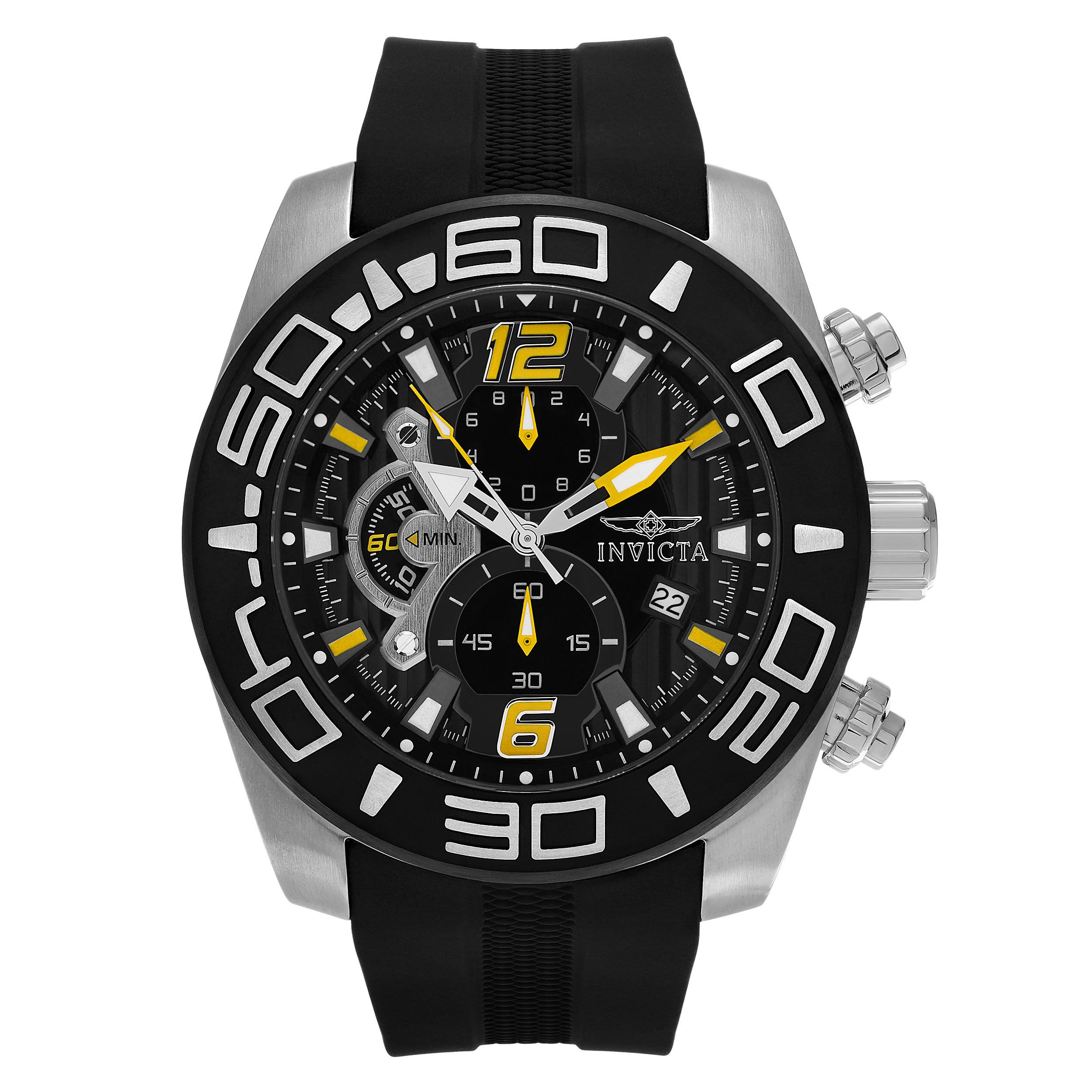 Invicta Men's 'Pro Diver' Quartz Stainless Steel and Silicone Casual Watch, Color:Black (Model: 22809)