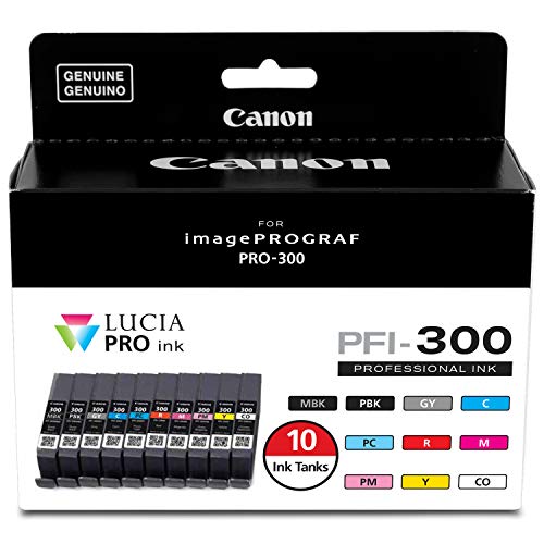 Canon PFI-300 Lucia PRO Ink, 10 Ink Tanks, Compatible t...