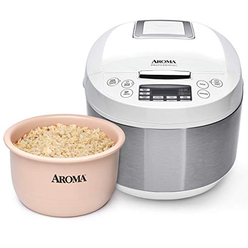 Aroma Housewares ARC-6206C Professional Digital Rice Cooker & Multicooker with Ceramic Inner Pot, Steam Basket Included, 12-Cup cooked / 4Qt, White