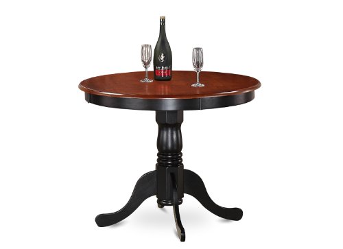 East West Furniture -- DROPSHIP East West Furniture ANT-BLK-T Round Table, 36-Inch, Black/Cherry Finish