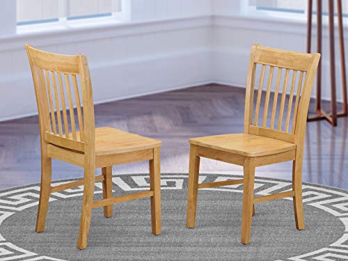 East West Furniture -- DROPSHIP East West Furniture NFC-OAK-W Norfolk mid-century dining chairs - Wooden Seat and OAK Solid wood Frame modern dining chair set of 2