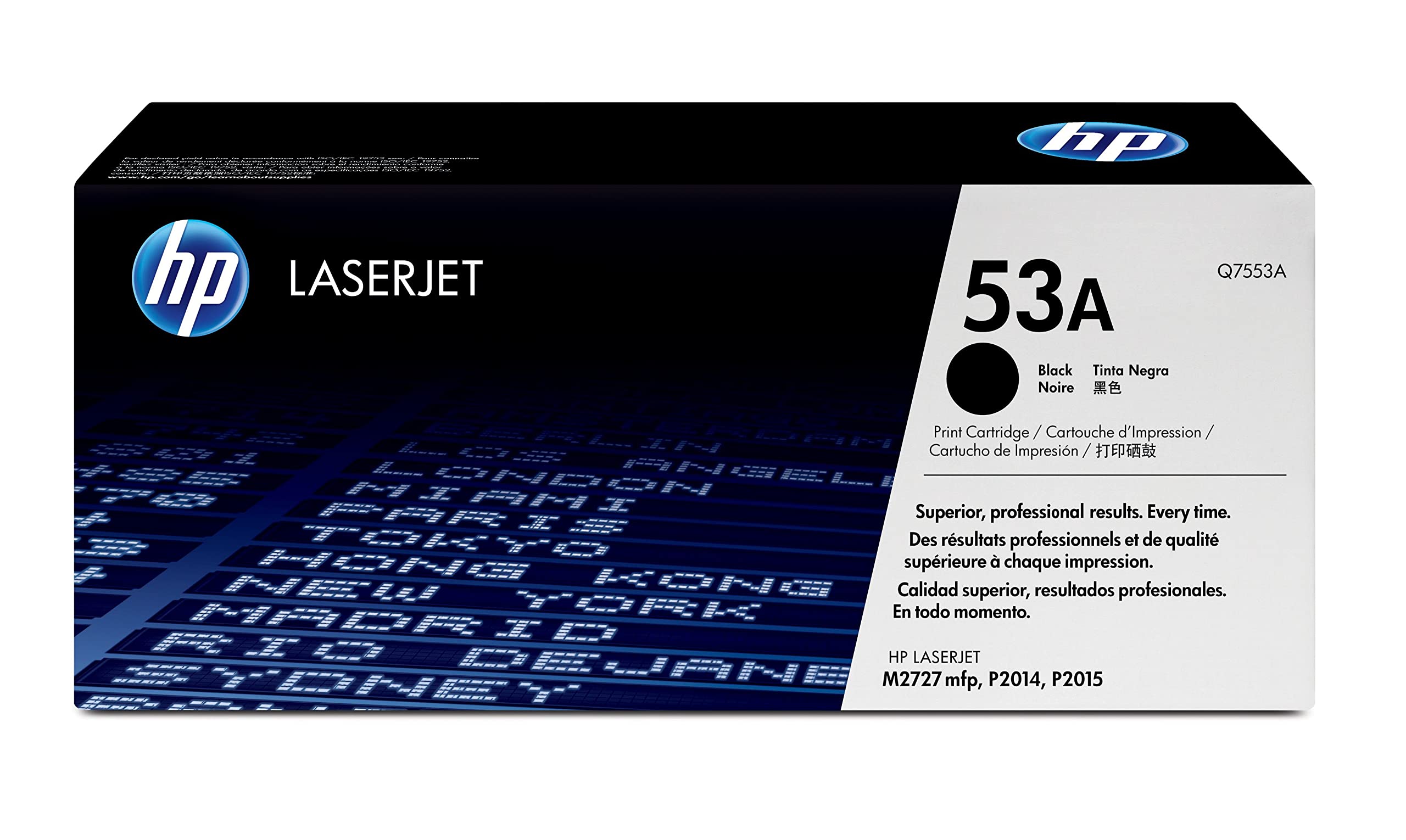 HP Original  53A Black Toner Cartridge | Works with  LaserJet P2014, P2015 Series;  LaserJet M2727 MFP Series | Q7553A