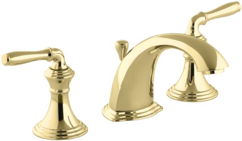 KOHLER Bathroom Faucet by , Bathroom Sink Faucet, Devonshire Collection, 2-Handle Widespread Faucet with Metal Drain, Polished Brass, K-394-4-PB