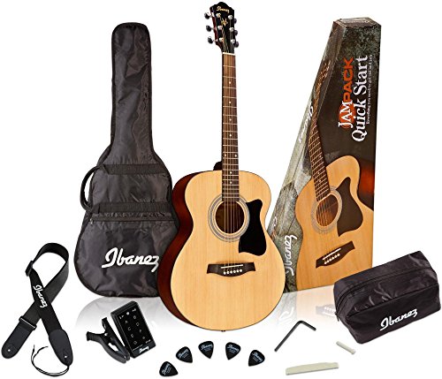 Ibanez 6 String Acoustic Guitar Pack, Right, Natural (IJVC50)