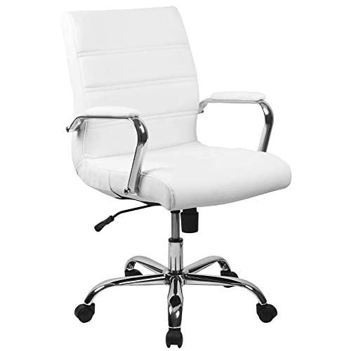 Flash Furniture Mid-Back Desk Chair - White LeatherSoft...