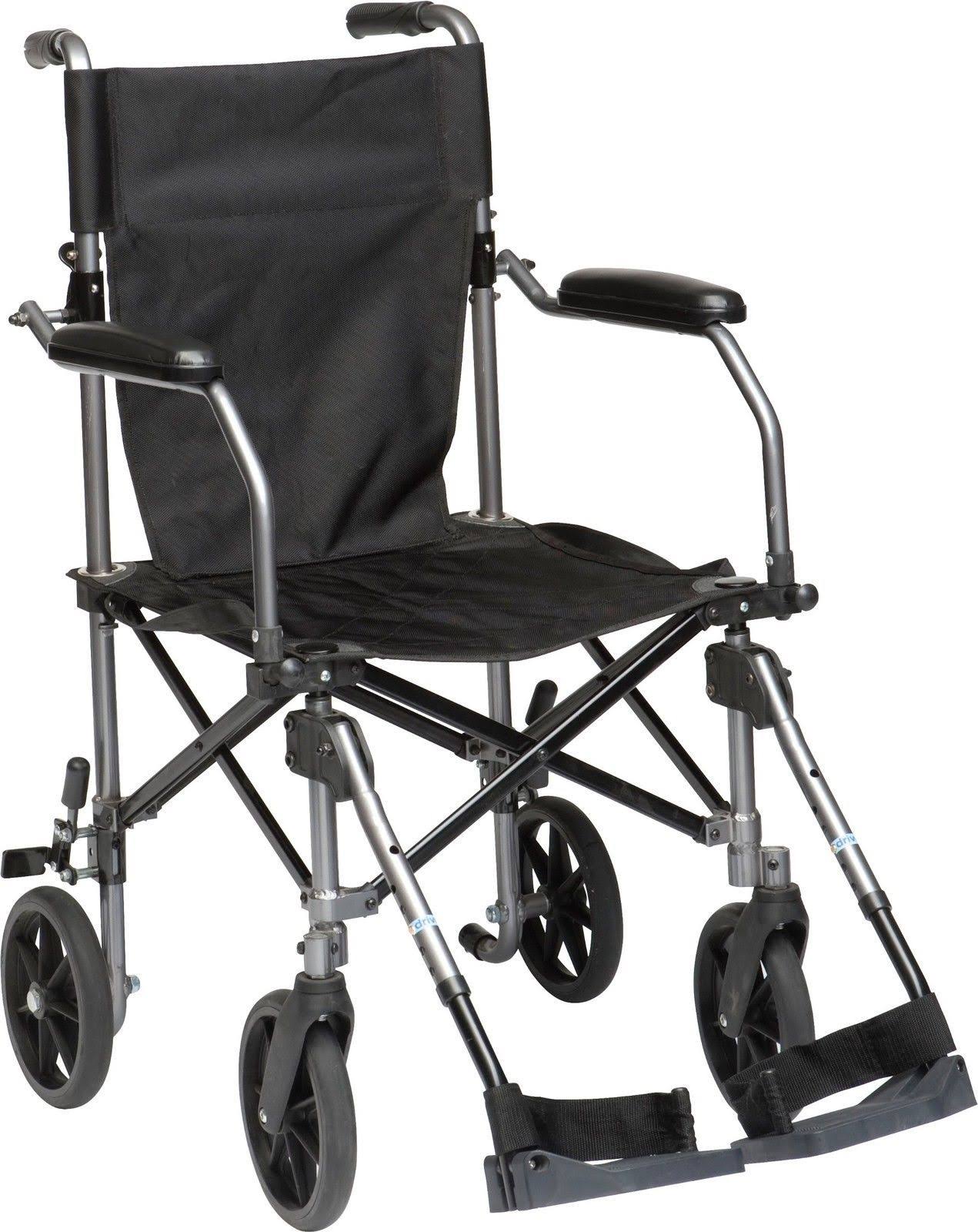 Drive Medical Travelite Transport Wheelchair Chair in a Bag, Black