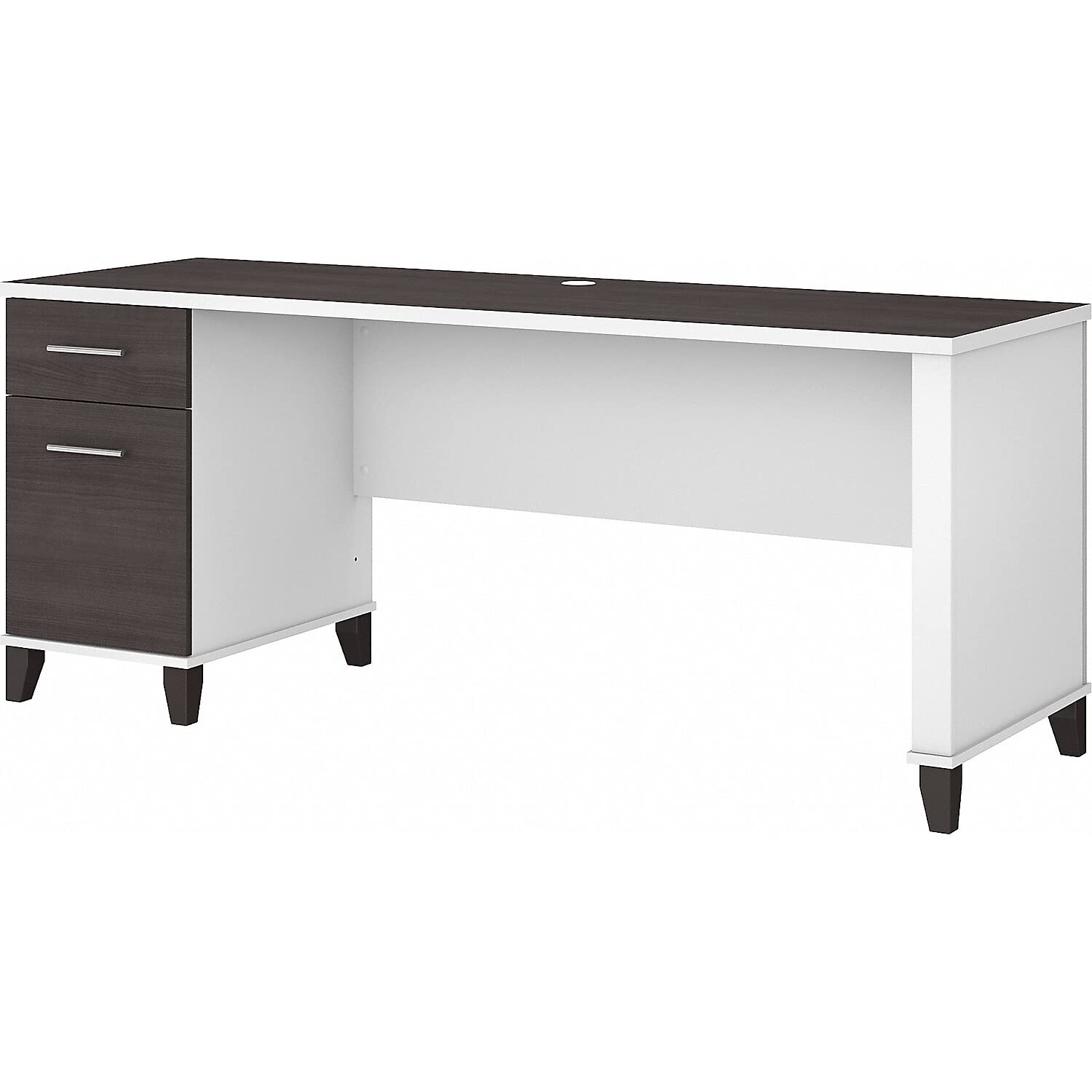 Bush Furniture Somerset 72W Office Desk with Drawers in White and Storm Gray
