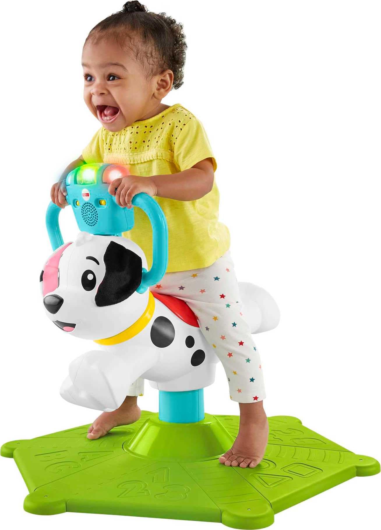 Fisher-Price Toddler Ride-On Learning Toy, Bounce and Spin Puppy Stationary Musical Bouncer for Babies and Toddlers Ages 12+ Months