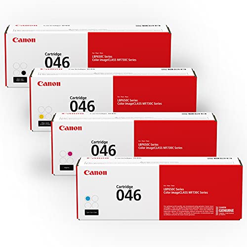 Canon Genuine Toner Bundle 046 (1248C006), 4 Pack (1 Each: Cyan, Magenta, Yellow, Black), for  Color imageCLASS MF735Cdw, MF733Cdw, MF731Cdw, LBP654Cdw Laser Printers