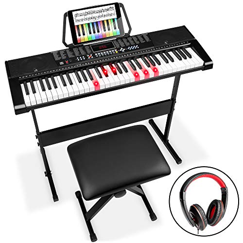 Best Choice Products 61-Key Beginners Electronic Keyboard Piano Set w/LED, Lighted Keys, 3 Teaching Modes, Headphones