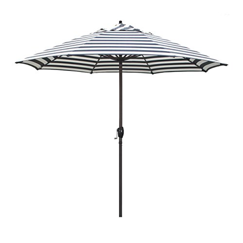 California Umbrella ATA908117-F96 Casa Series Patio Umbrella, 9' Rd, Navy/White Stripe
