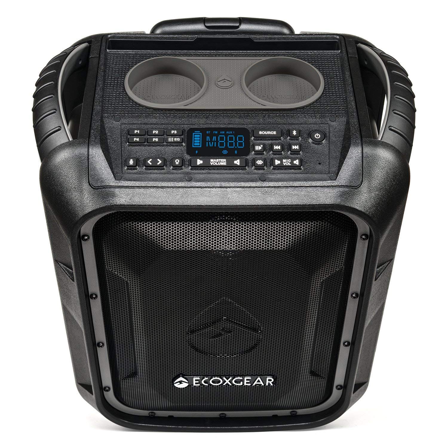 ECOXGEAR EcoBoulder+ GDI-EXBLD810 Rugged Waterproof Floating Portable Bluetooth Wireless 100 Watt Speaker and PA System (Gray)