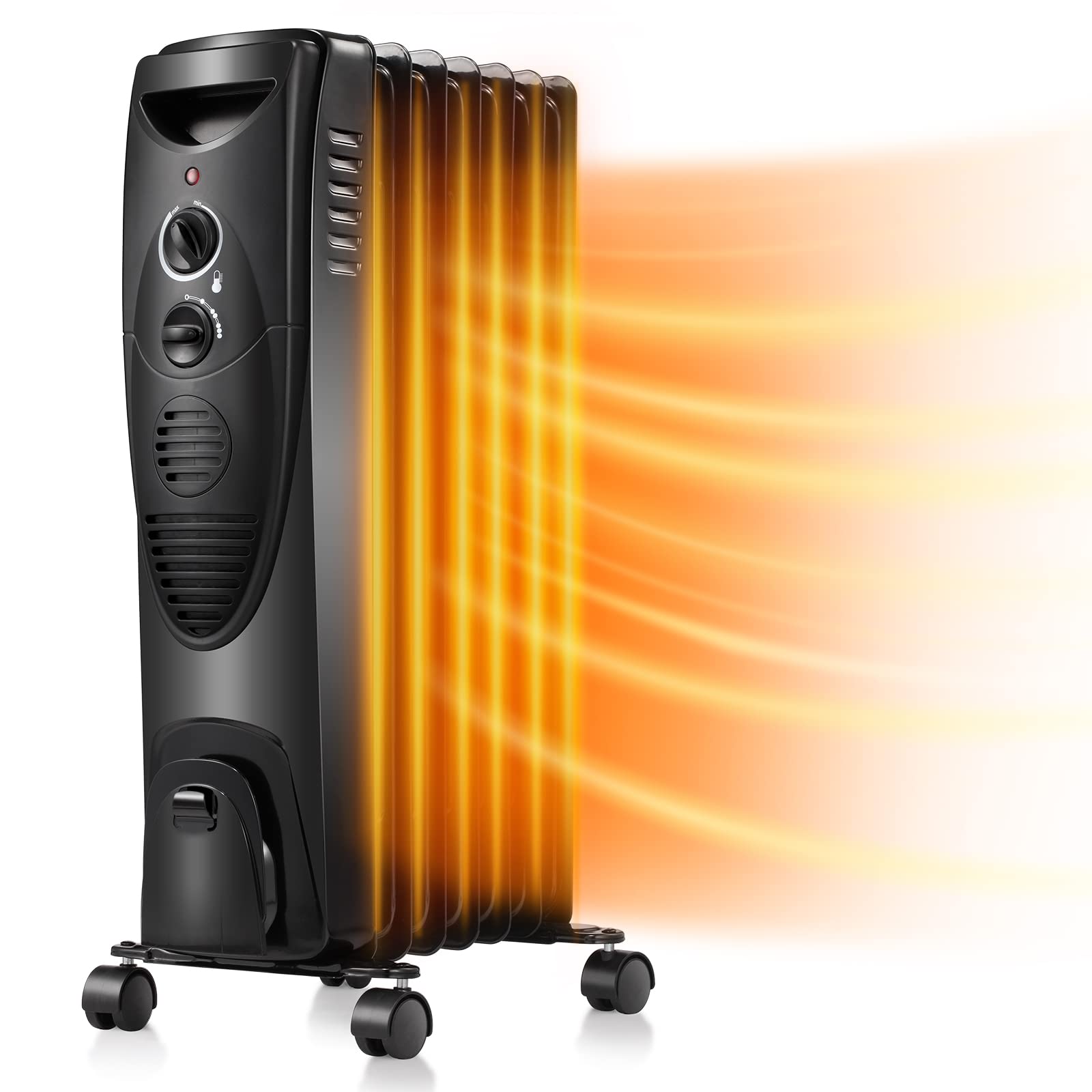 Kismile Oil-Filled Radiator, Quiet 1500W, Heater with Indicator Lights, 3 Heat Settings, Portable Safety Features
