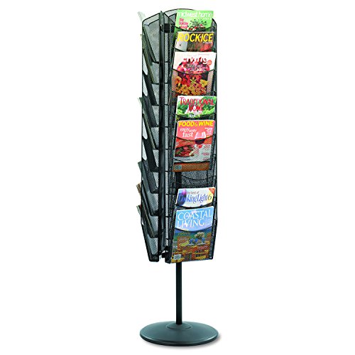 Safco Products Onyx Mesh Rotating Magazine Stand, 5577BL, Black Powder Coat Finish, Durable Steel Mesh Construction, Rotates 360 Degrees