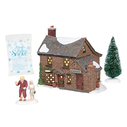 Department 56 Dickens Christmas Carol Village Scrooge's Boyhood Home House Lit Building and Accessories Boxed Set, 5.91 Inch, Multicolor