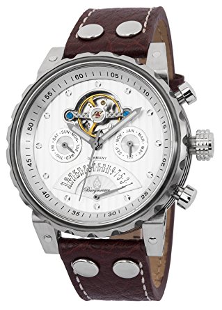 Burgmeister Men's BM136-984 Limoges Stainless Steel Watch With Brown Leather Band