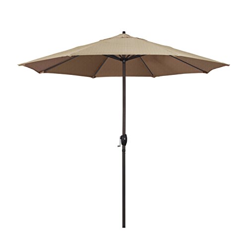 California Umbrella ATA908117-FD10 9' Round Aluminum, Terrace Sequoia Olefin Market Umbrella, Crank Lift, Auto Tilt, Bronze Pole