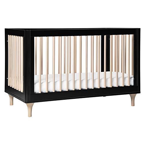 Babyletto Lolly 3-in-1 Convertible Crib with Toddler Bed Conversion Kit in Black/Washed Natural, Greenguard Gold Certified