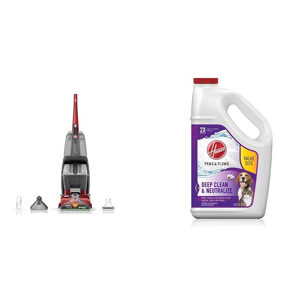 Hoover Power Scrub Deluxe Carpet Cleaner Machine with Paws & Claws Carpet Cleaning Solution
