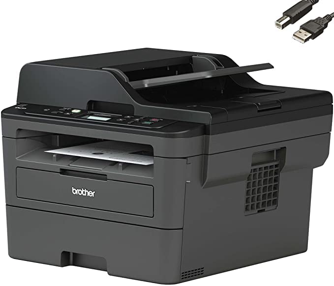 Brother Premium L-2550DW Series Monochrome Laser All-in-One Printer I Print Copy Scan I Wireless I Auto 2-Sided Printing I 36 Pages/Min I 250 Sheets/Tray I 50-Sheet ADF + Printer Cable