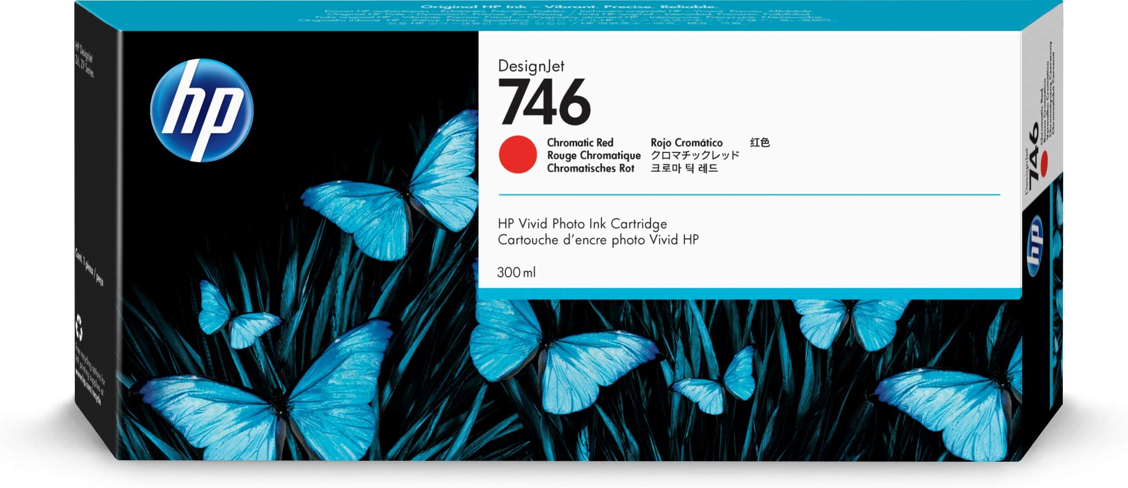 HP 746 Chromatic Red 300-ml Genuine Ink Cartridge (P2V8...