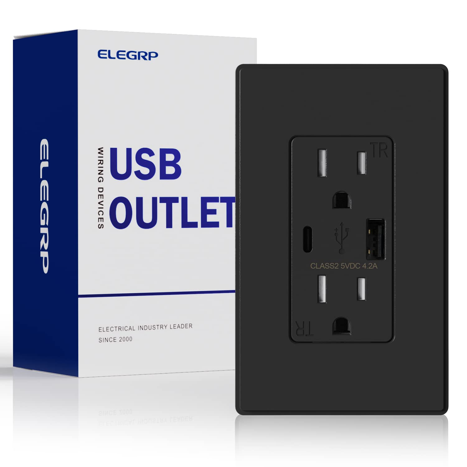 ELEGRP USB Outlet, Type C USB Wall Charger Outlet,Tampe...