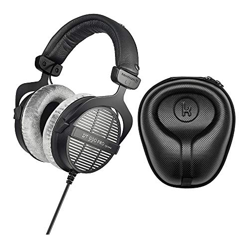 BeyerDynamic DT-990 Pro Acoustically Open Headphones (250 Ohms) with Knox Gear Large Hard Shell Headphone Case Bundle (2 Items)