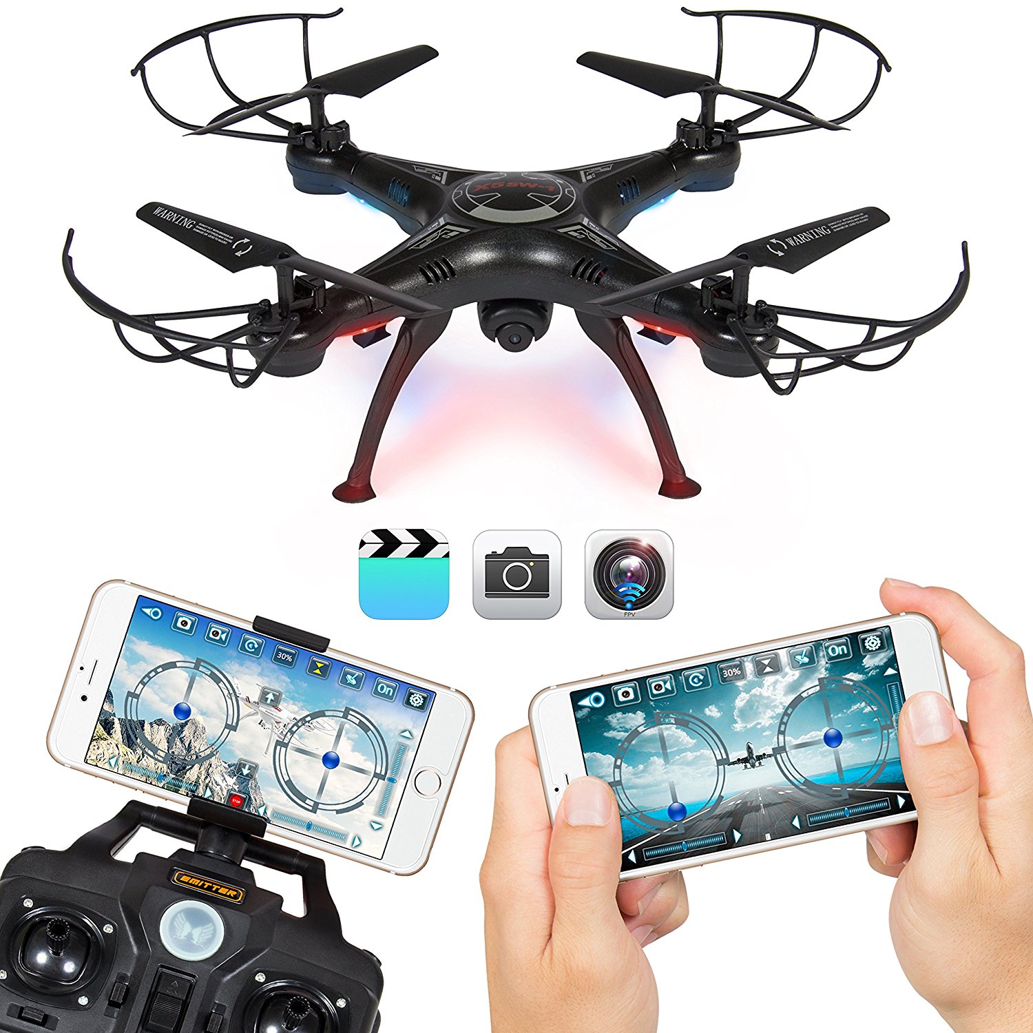 Best Choice Products BCP 4 Channel 6-Axis Gyro Headless Remote Control Quadcopter FPV RC Drone With Wifi Camera For Real Time Video, 2 Control Modes