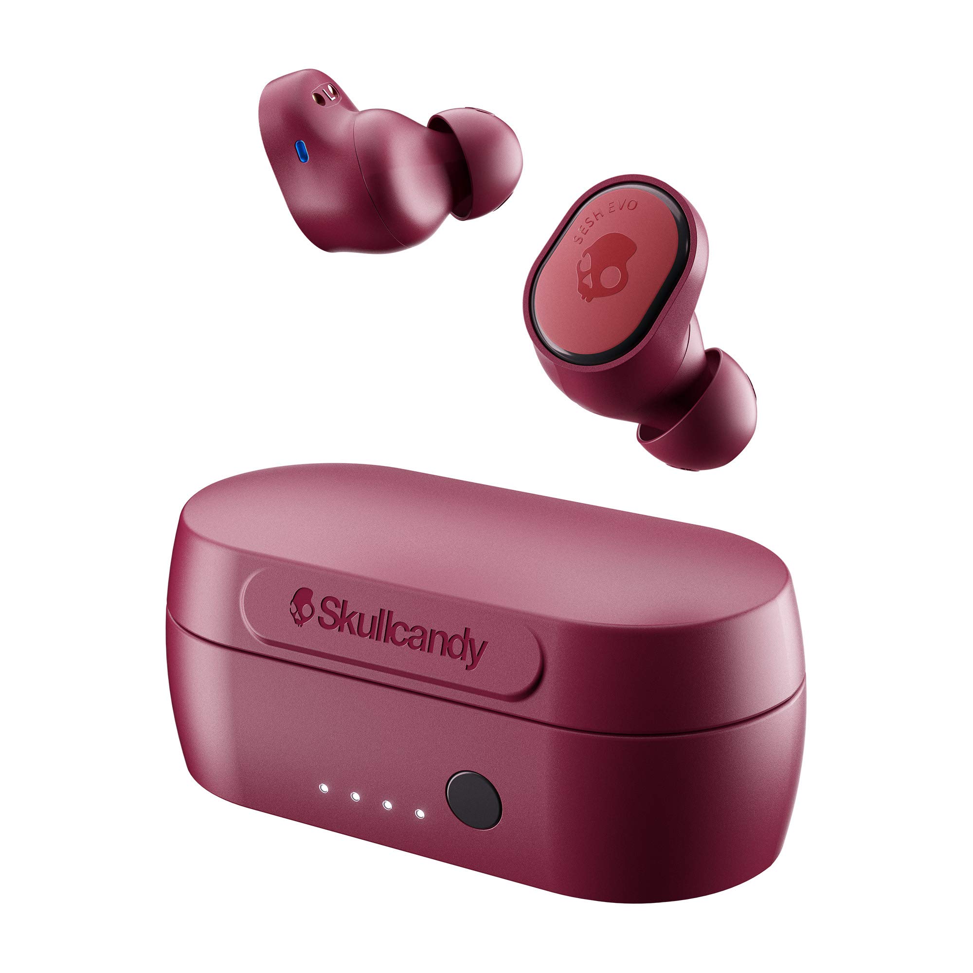 Skullcandy Sesh Evo True Wireless In-Ear Bluetooth Earbuds Compatible with iPhone and Android / Charging Case and Microphone / Great for Gym, Sports, and Gaming IP55 Water Dust Resistant - Red