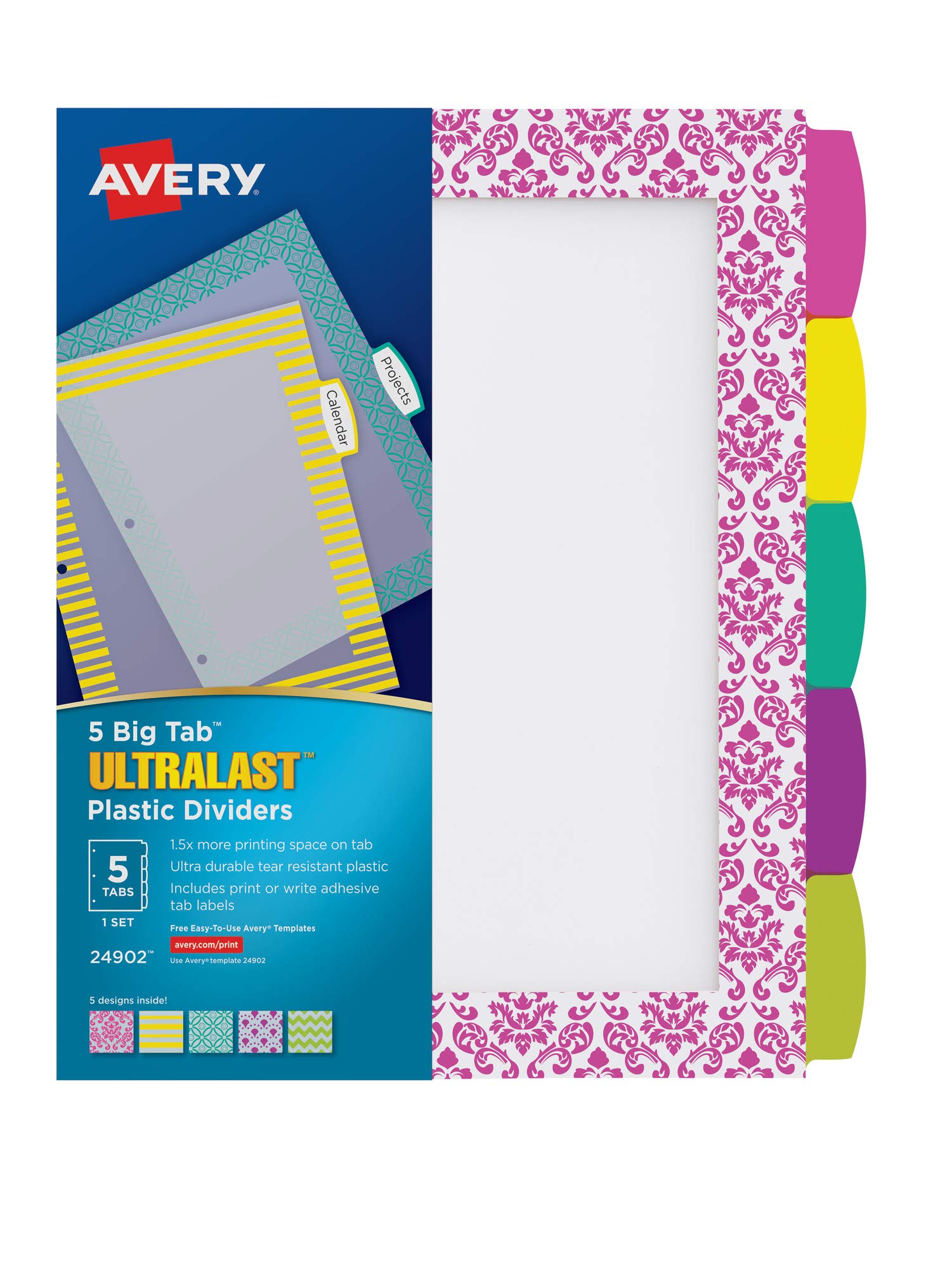 Avery 8 Tab Ultralast Plastic Binder Dividers Multicolo...