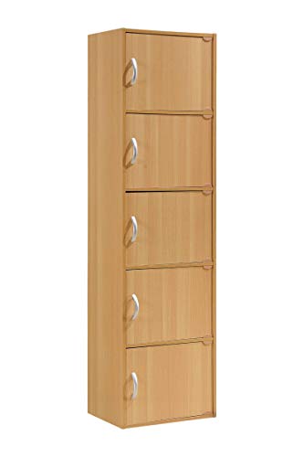 HODEDAH IMPORT 5-Shelf Bookcase Cabinet