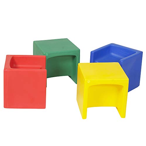  Children's Factory Children?s Factory Cube Chairs, 15? by 15? by 15? (Set of 4) -Bright Primary Colors -Versatile -Use as a Low or High Chair, Tableand Adult Seat-DurableandLightweight-Indoor or Outdoor...