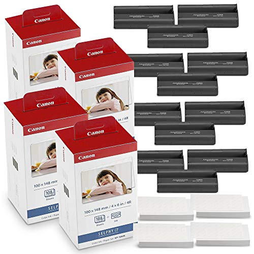 Canon KP-108IN Color Ink and Paper Set Includes Total of 432 Sheets and 12 Ink Cartridges