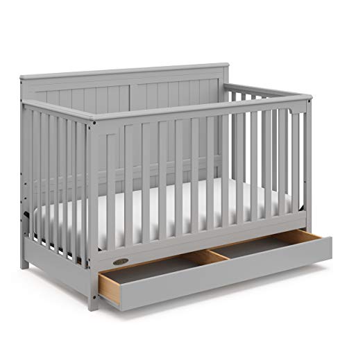  Stork Craft Graco Hadley 4-in-1 Convertible Crib with Drawer,Pebble Gray,Easily Converts to Toddler Bed Day Bed or Full Bed,Three Position Adjustable Height Mattress,Some Assembly Required (Mattress...