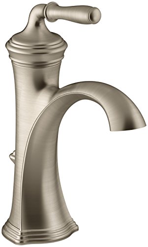 KOHLER Devonshire K-193-4-BV Single Handle Single Hole or Centerset Bathroom Faucet with Metal Drain Assembly in Brushed Bronze
