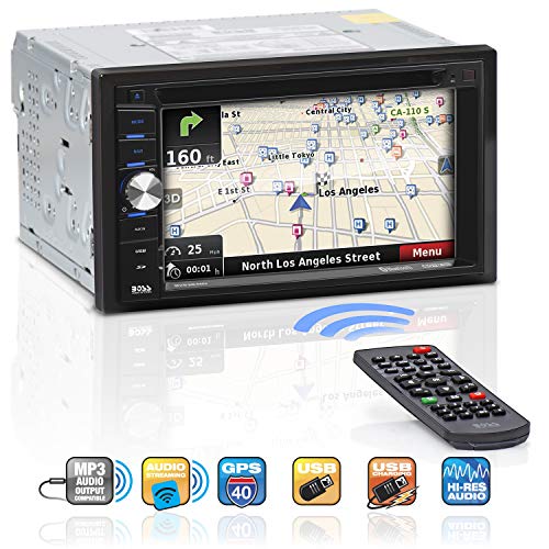 BOSS Audio Systems Systems BV9384NV GPS Navigation - Double Din, Bluetooth Audio and Calling, 6.2 Inch LCD Touchscreen, Built-in Microphone, MP3, CD, DVD, USB, SD, AM/FM Radio Receiver