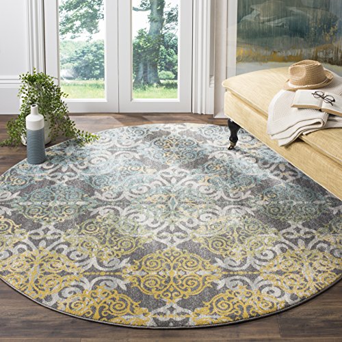 Safavieh Evoke Collection Grey and Ivory Round Area Rug, 9'