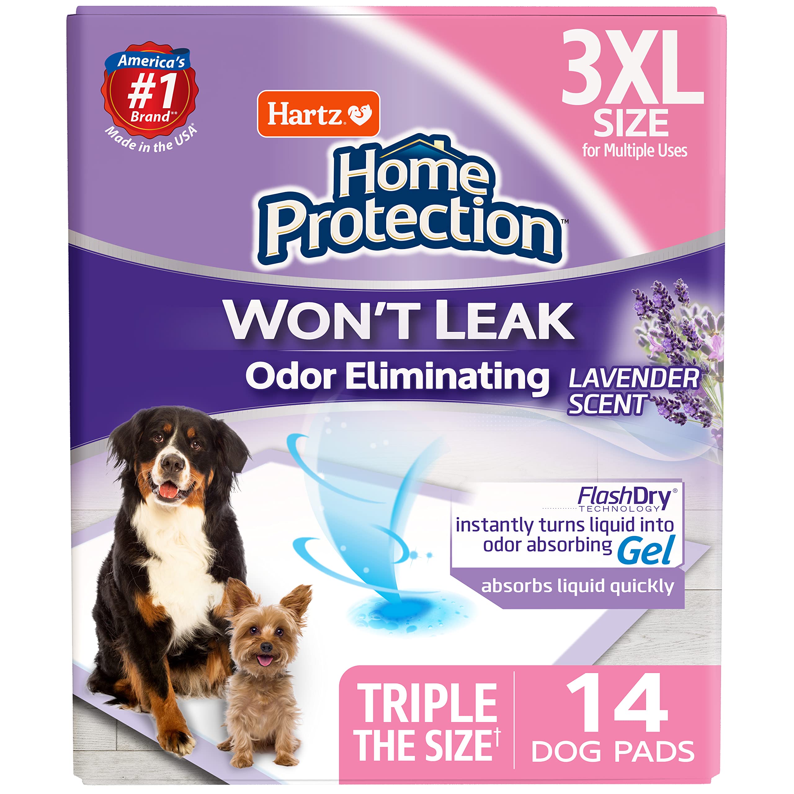 Hartz Home Protection Odor Eliminating 3XL Dog Pads with FlashDry Technology, Scented Triple Extra Large Pads for Dogs & Puppies, Count Size Varies