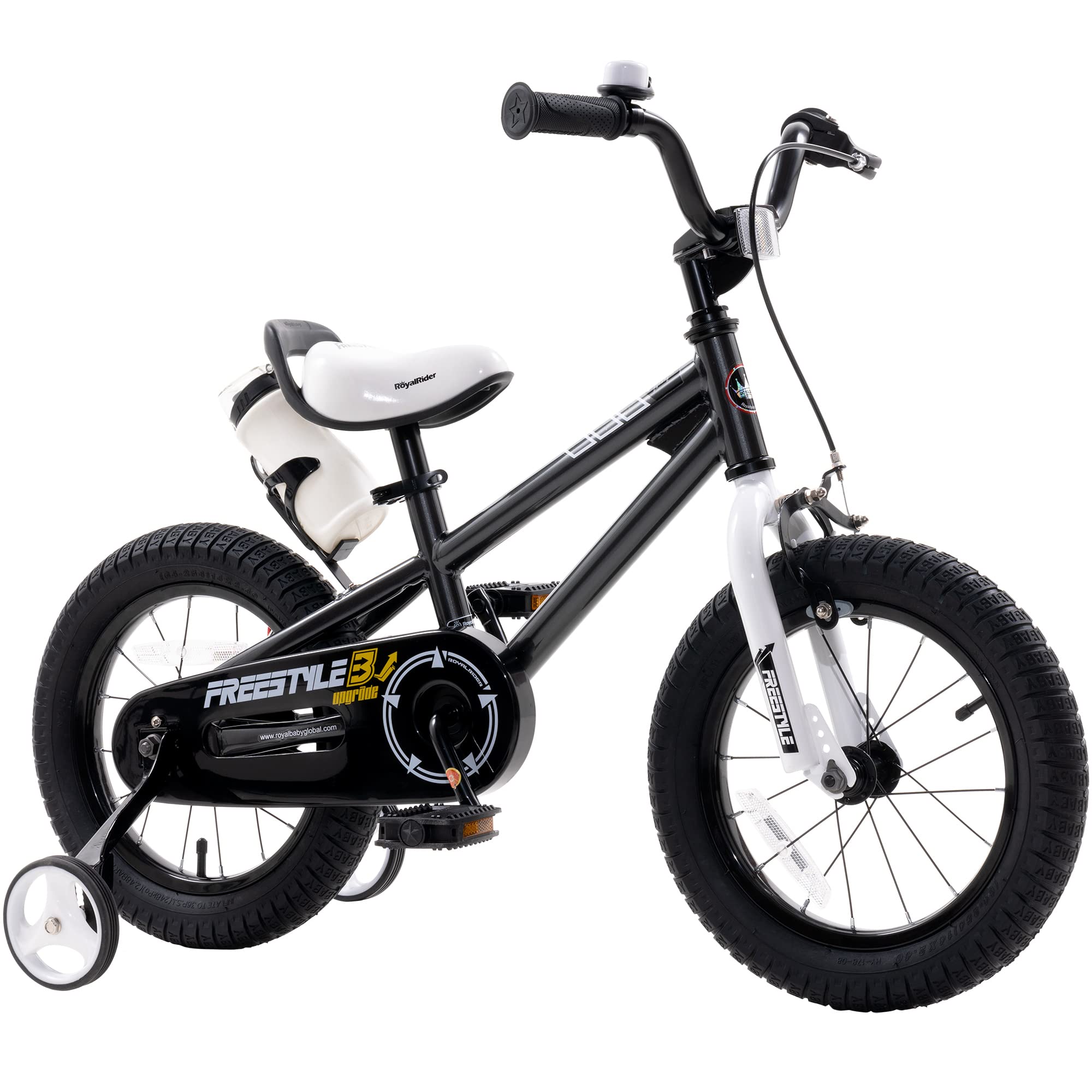 Royalbaby Freestyle Kids Bike Boys Girls 16 Inch BMX Childrens Bicycle with Training Wheels & Kickstand for Ages 4-7 years, Black