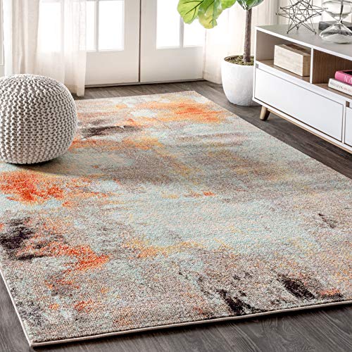 JONATHAN  Y JONATHAN Y CTP104B-8 Contemporary POP Modern Abstract Vintage Cream/Orange 8 ft. x 10 ft. Area Rug Bohemian, Easy Cleaning, for Bedroom, Kitchen, Living Room, Non Shedding