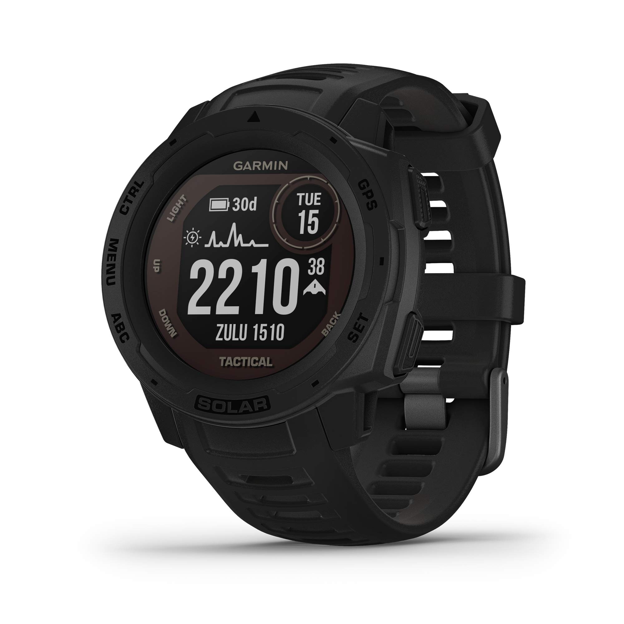 Garmin Instinct Solar Tactical, Rugged Outdoor Smartwatch with Solar Charging Capabilities and Tactical Features, Built-in Sports Apps and Health Monitoring, Black