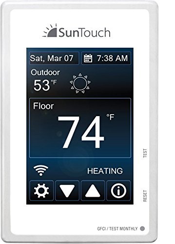 SunTouch 81019075 Connect WiFi-Enabled Universal Touchscreen Programmable Thermostat, (120/240V), Bright White, Model 500875