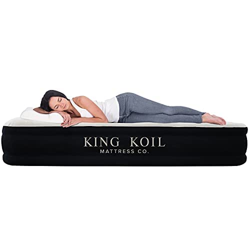 King Koil Luxury Air Mattress with Built-in High Speed Pump for Camping, Home & Guests - Air Mattresses Luxury Inflatable Blow Up Mattress Waterproof