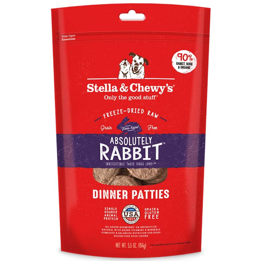Stella & Chewy's Freeze Dried Raw Dinner Patties – Grain Free Dog Food, Protein Rich Absolutely Rabbit Recipe