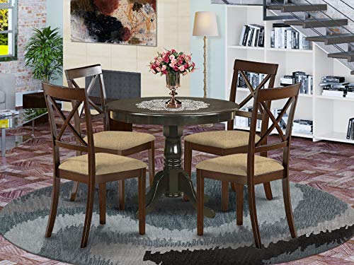 East West Furniture ANBO5-CAP-C 5-Piece Kitchen Table and Chair Set, Cappuccino Finish