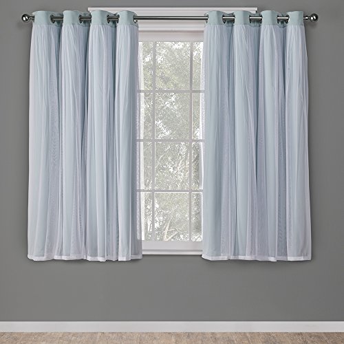 Exclusive Home Curtains Exclusive Home Catarina Layered Solid Room Darkening Blackout and Sheer Grommet Top Curtain Panel Pair